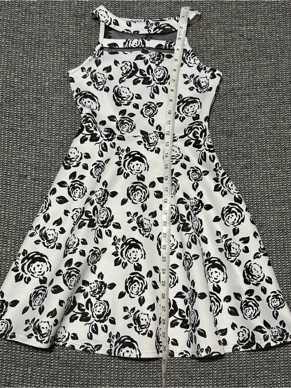 Blueberi Boulevard Black & White Floral Halter Dress